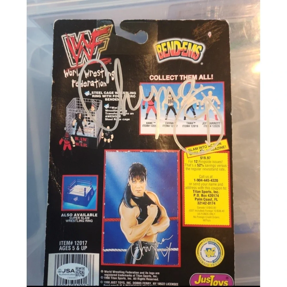 Autographed WWF CHYNA BEND-EMS FIGURE IN ORIGINAL PACKAGE WITH COA